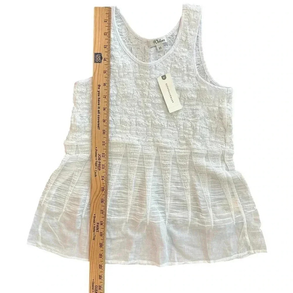NWT Anthropologie Wolven Babydoll Tank Blouse White Gauze Textured XS - Picture 5 of 6